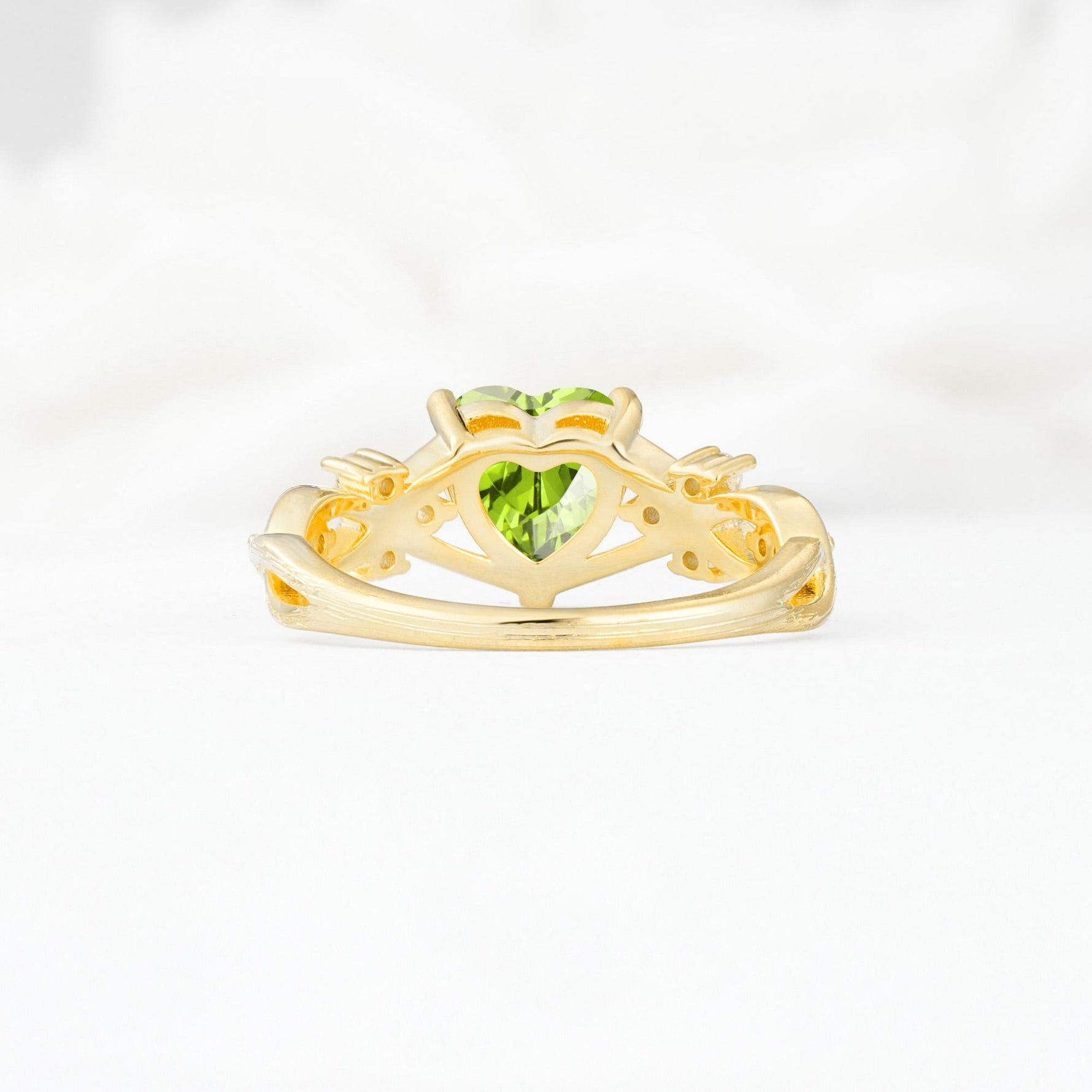 Celtic Knot Heart Shaped Peridot Engagement Ring - Additional view