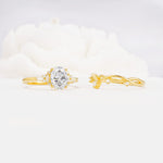 Oval Cut Moissanite Marquise Leaf Vine Bridal Ring Set - Additional view
