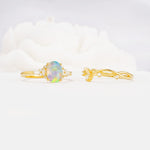 Nature-Inspired Oval Cut Fire Opal Bridal Ring Set - Additional view