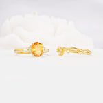 Oval Cut Citrine Marquise Leaf Vine Bridal Ring Set - Additional view