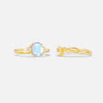 Oval Cut Moonstone Marquise Leaf Vine Bridal Ring Set - Additional view