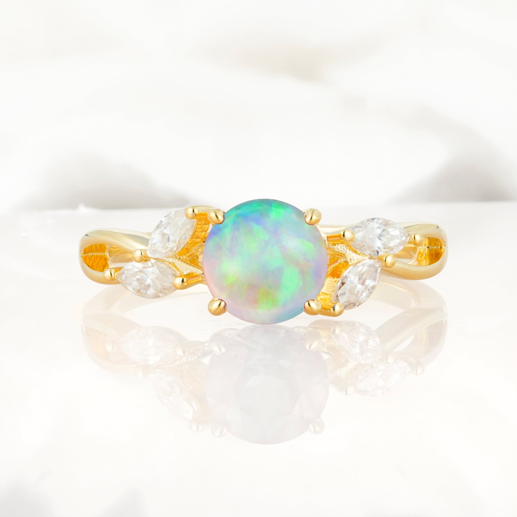 SR17562 Fire Opal Ring - Yellow-Gold