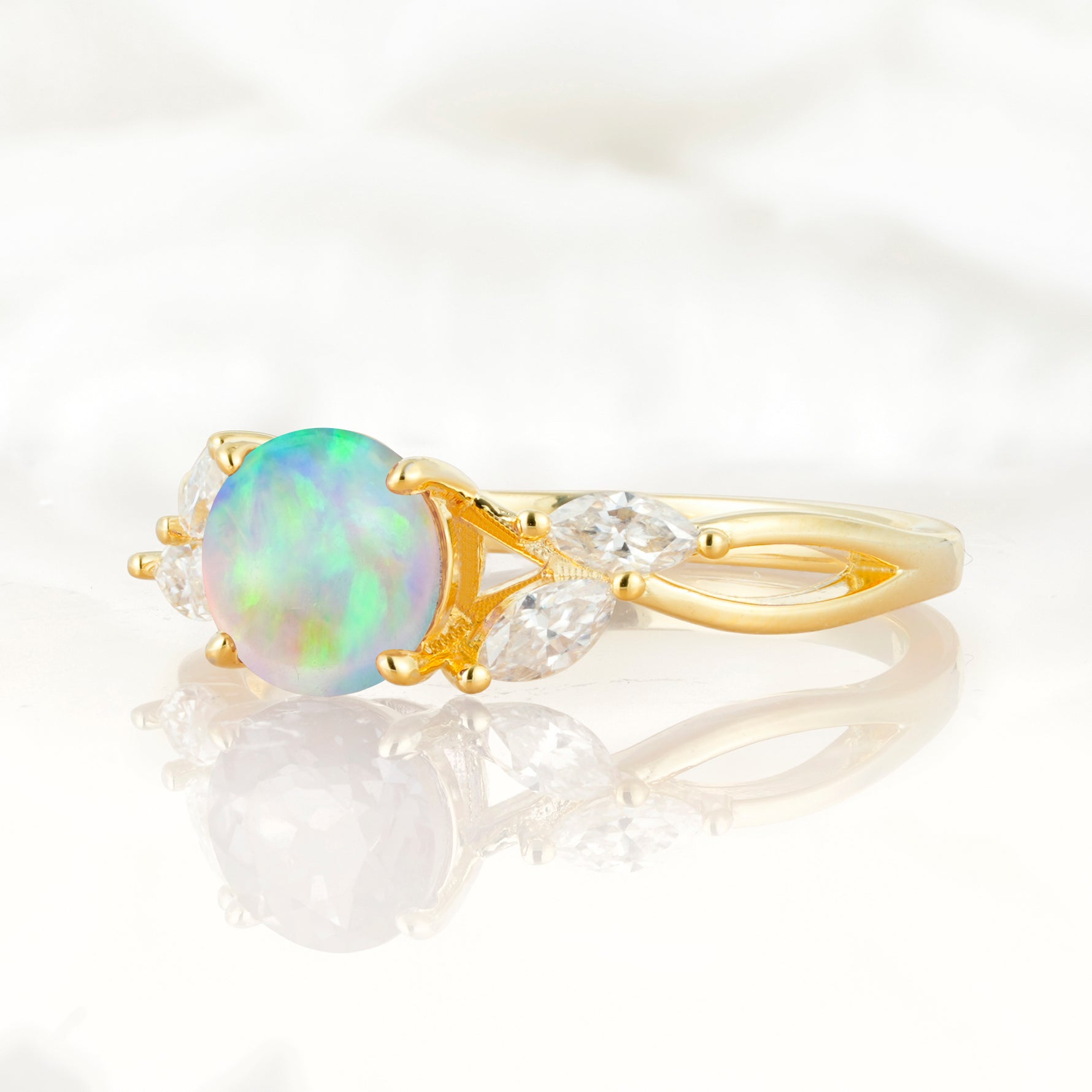 SR17562 Fire Opal Ring - White-Gold