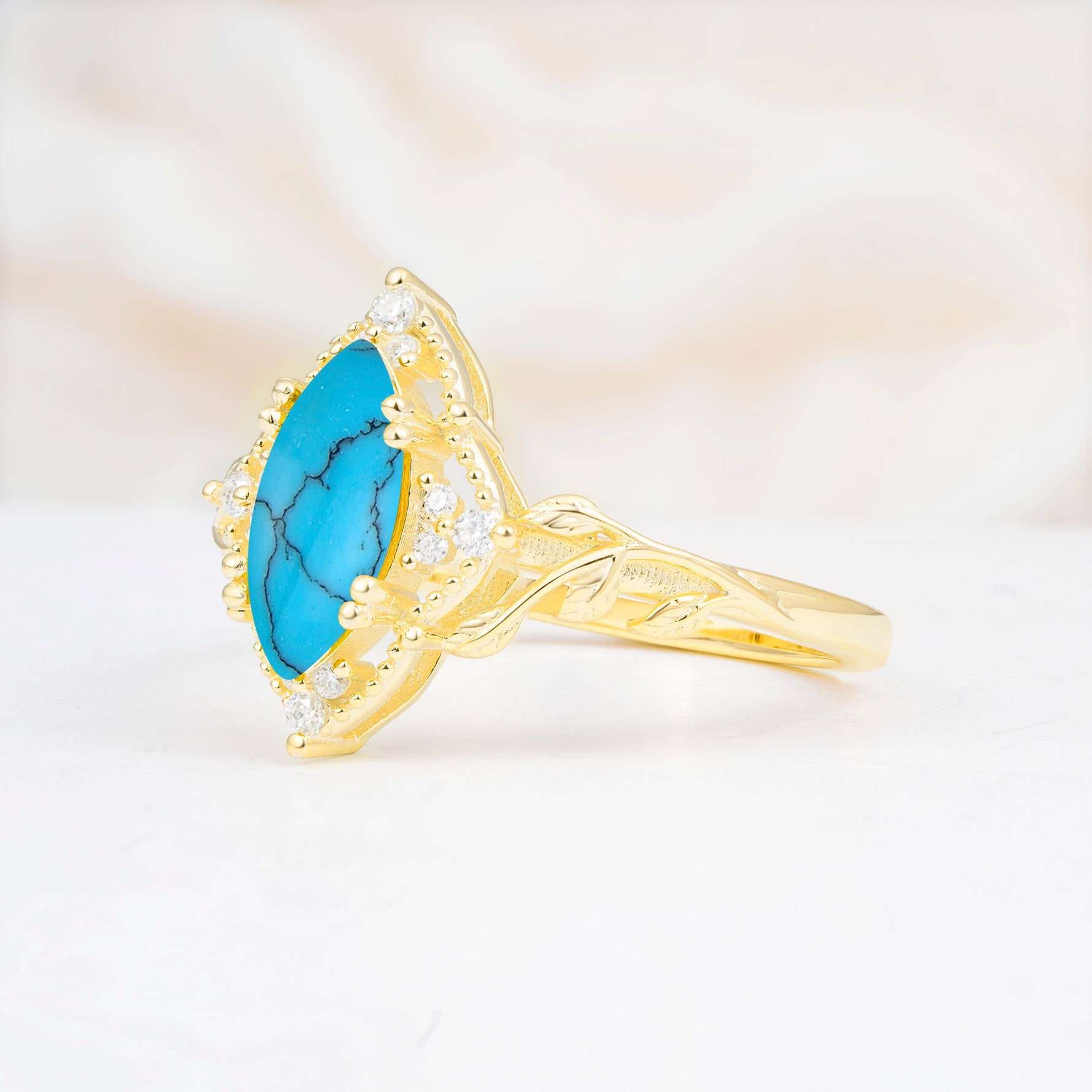 SR17577 Turquoise Ring - White-Gold