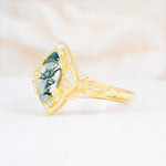 SR17577 Moss Agate Ring - White-Gold