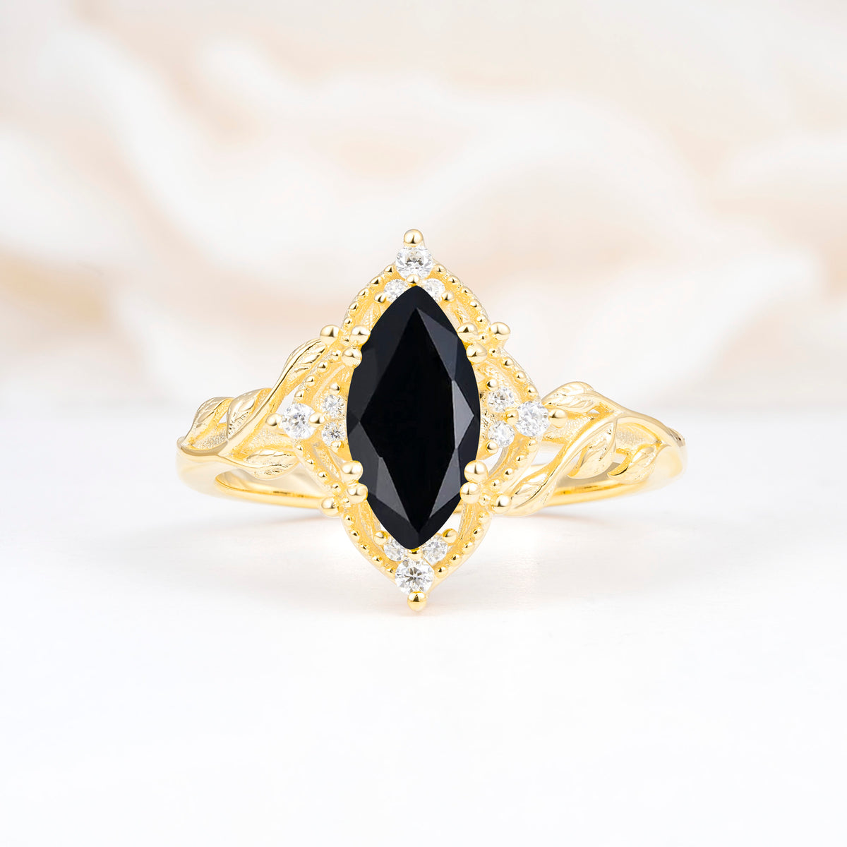 SR17577 Black Onyx Ring - Yellow-Gold