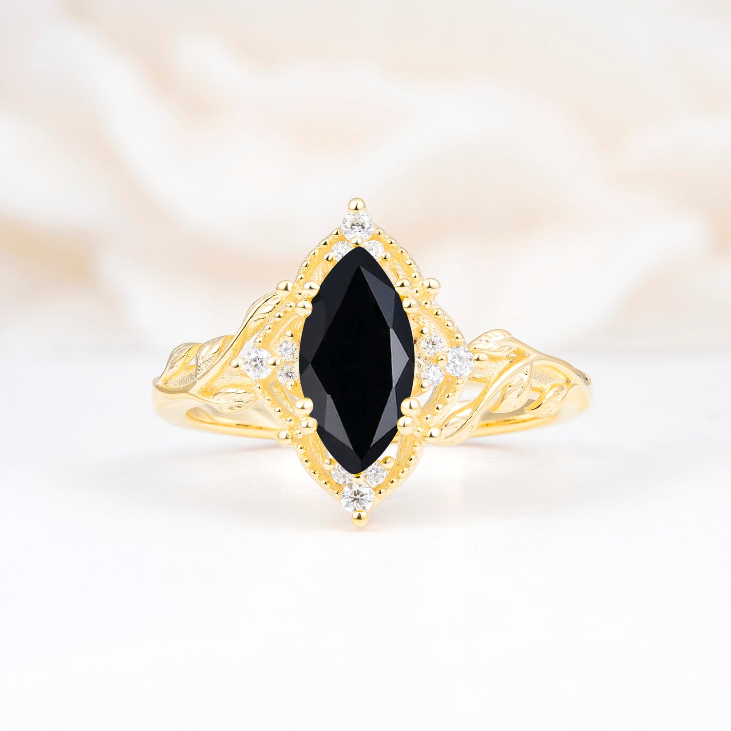SR17577 Black Onyx Ring - Yellow-Gold