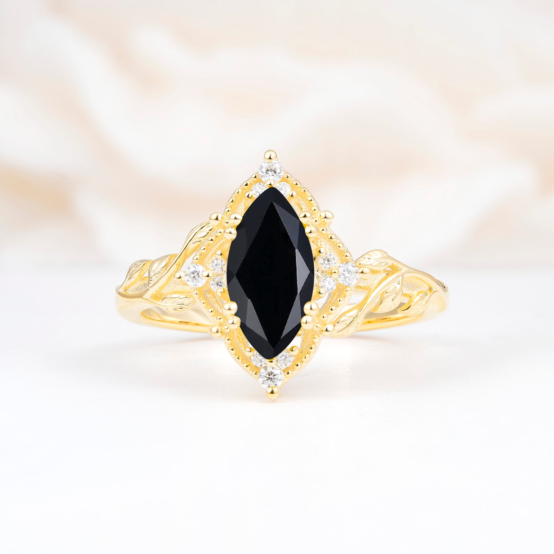 SR17577 Black Onyx Ring - Yellow-Gold