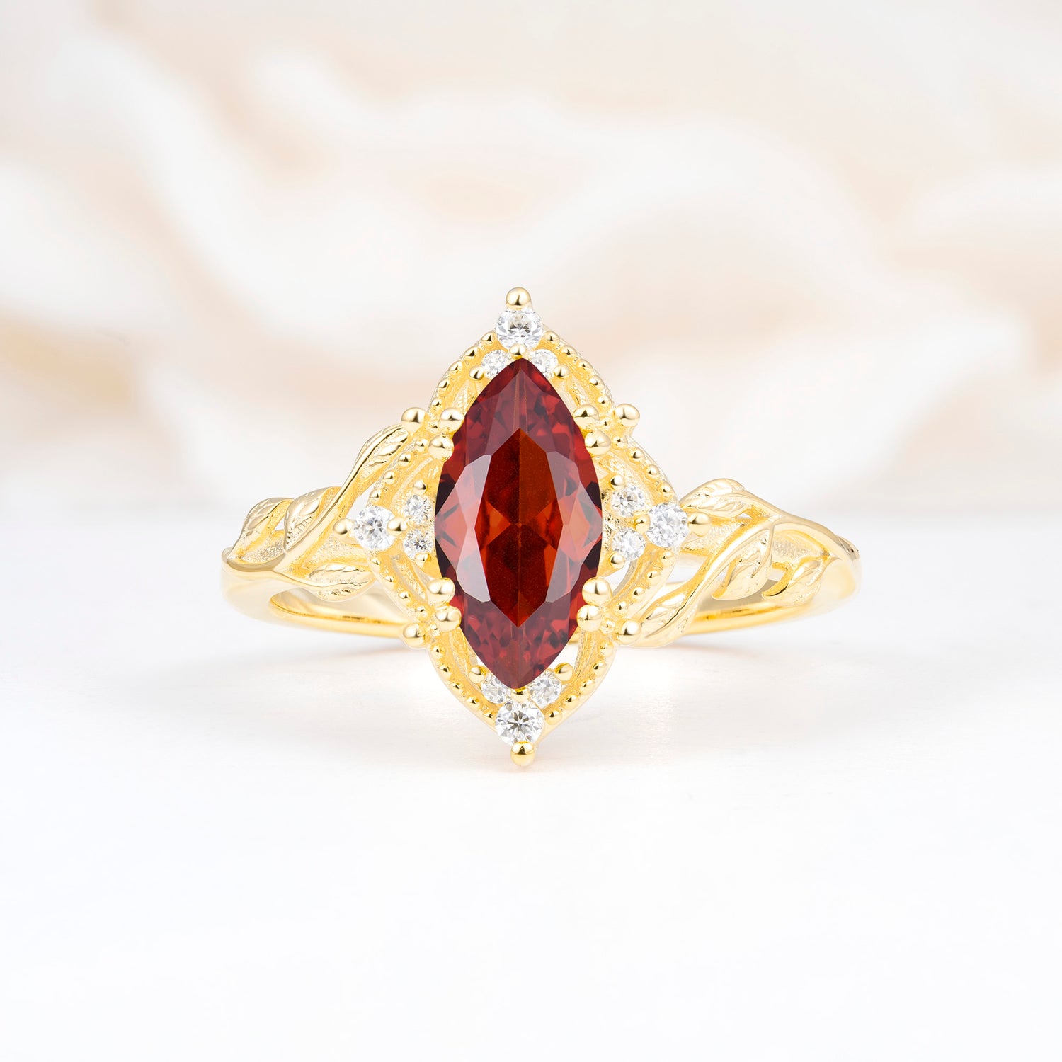 SR17577 Garnet Ring - Yellow-Gold