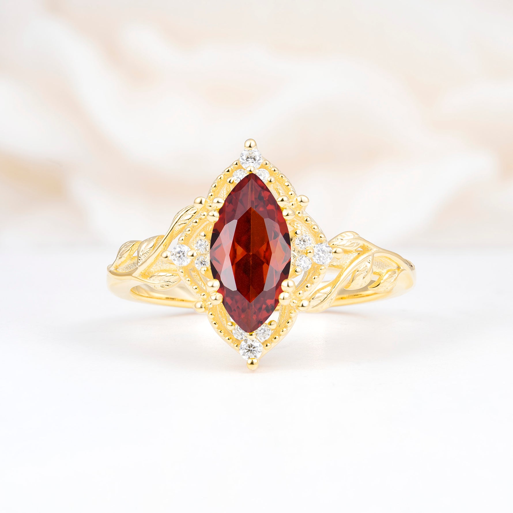 SR17577 Garnet Ring - Yellow-Gold