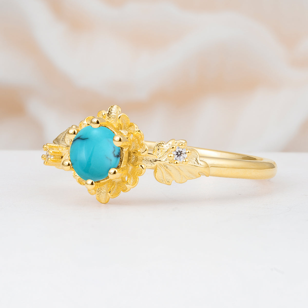 SR17583 Turquoise Ring - White-Gold
