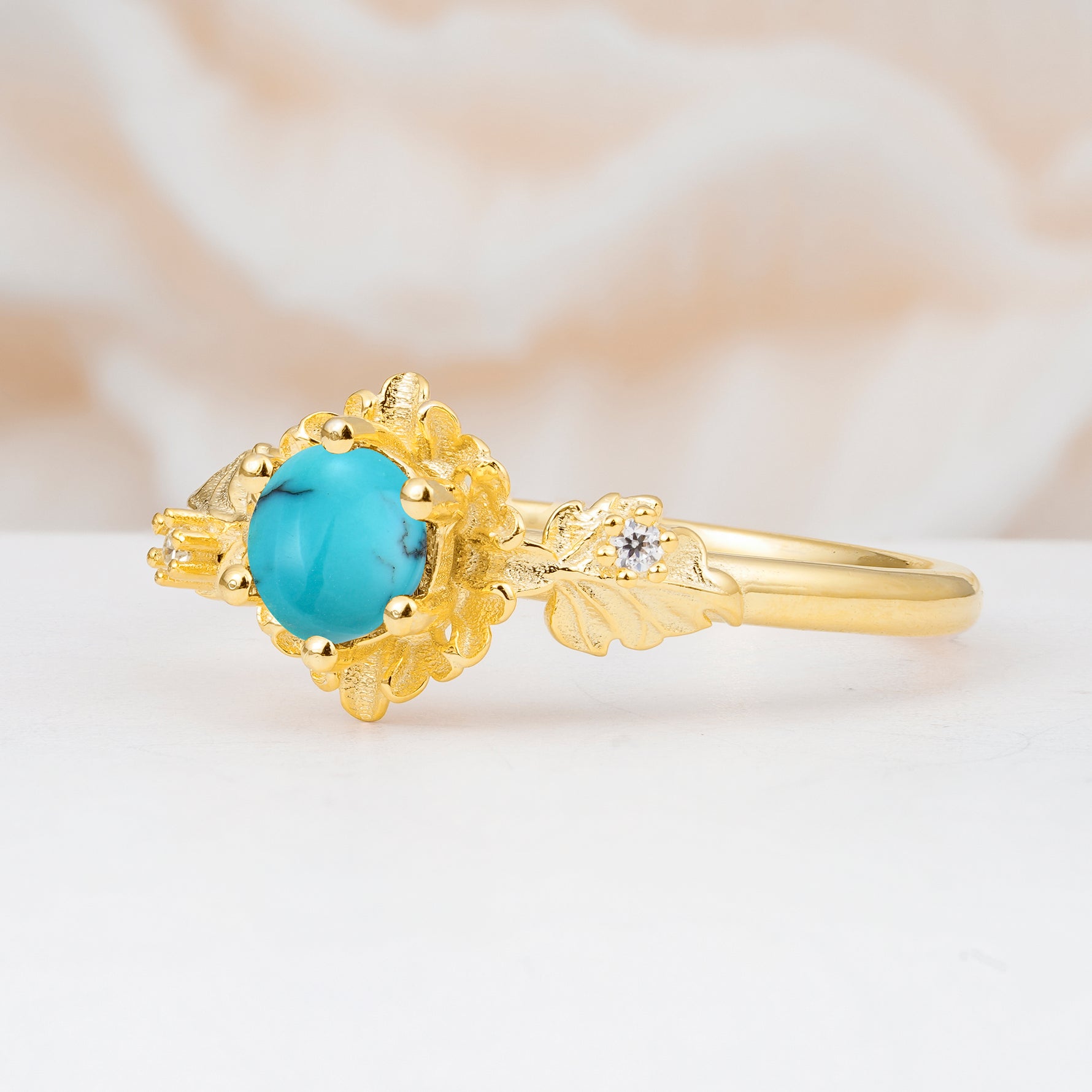 SR17583 Turquoise Ring - White-Gold