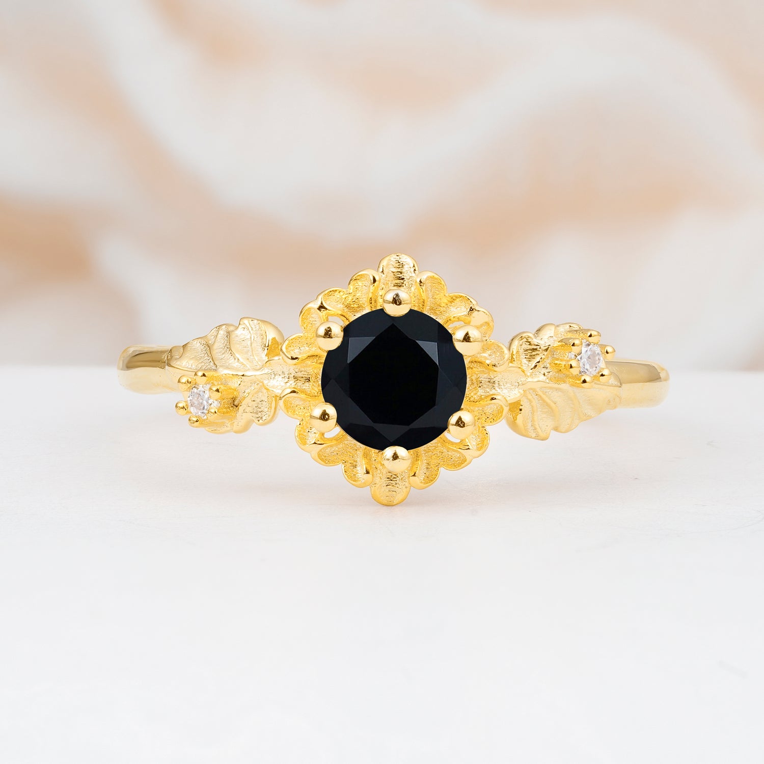 SR17583 Black Onyx Ring - Yellow-Gold