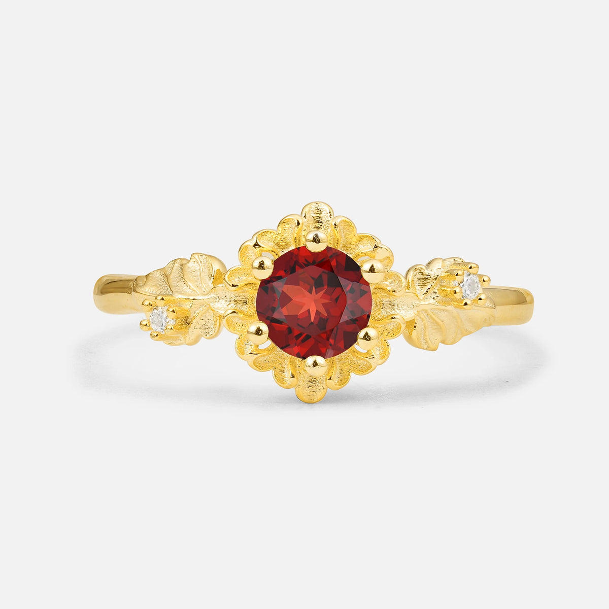 SR17583 Garnet Ring - Yellow-Gold