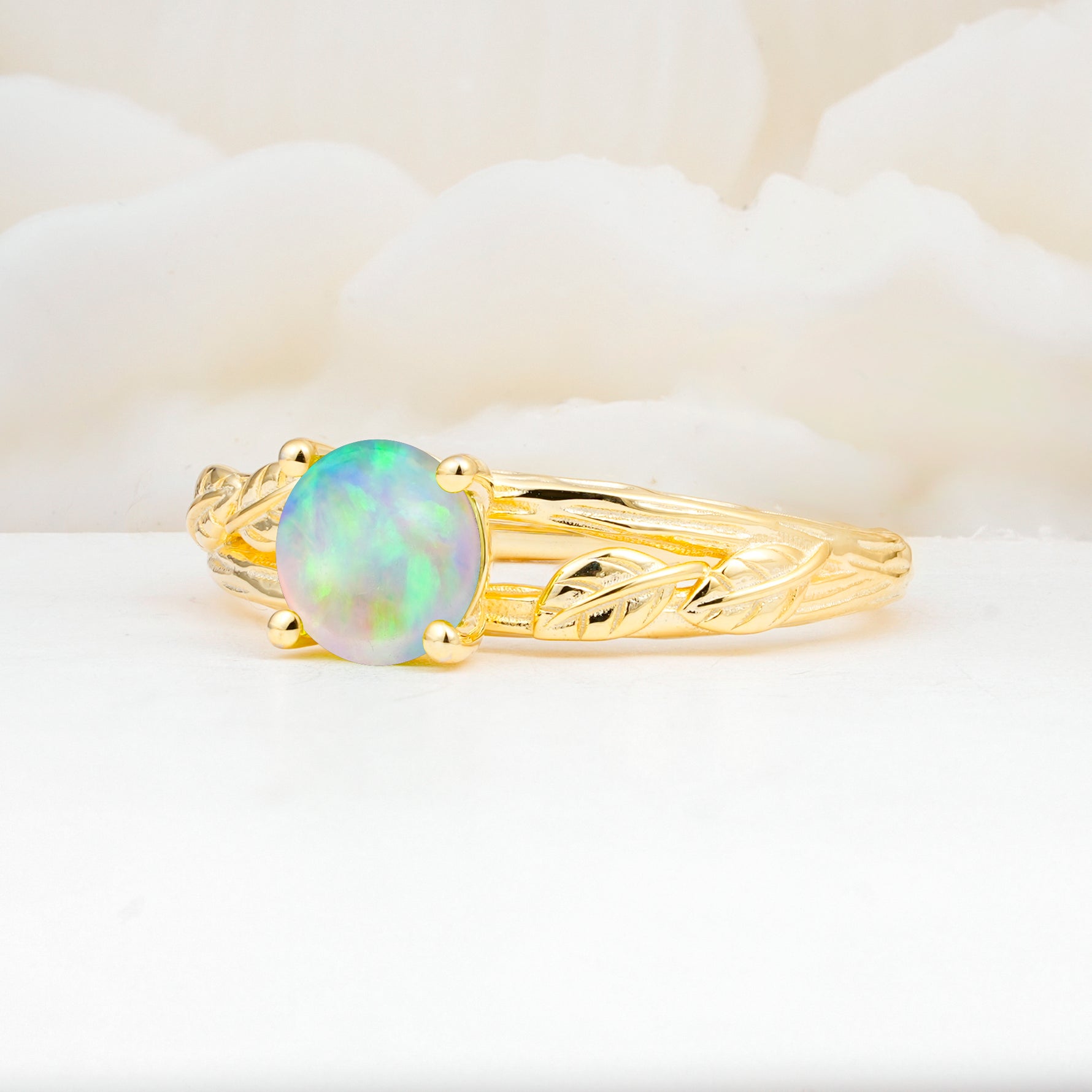 SR17587 Fire Opal Ring - White-Gold
