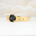 SR17587 Black Rutilated Quartz Ring - White-Gold