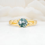 SR17587 Moss Agate Ring - Yellow-Gold