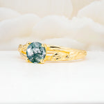 SR17587 Moss Agate Ring - White-Gold