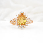 Vintage Pear Cut Halo Ornate Scroll Citrine Engagement Ring - Additional view