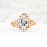 Vintage Pear Cut Halo Ornate Scroll Lab Diamond Engagement Ring - Additional view