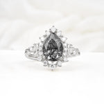 Vintage Pear Cut Halo Ornate Scroll Black Rutilated Quartz Engagement Ring - Additional view