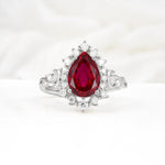 Vintage Pear Cut Halo Ornate Scroll Ruby Engagement Ring - Additional view