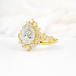 Vintage Pear Cut Halo Ornate Scroll Moissanite Engagement Ring - Additional view