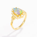 Vintage Pear Cut Halo Ornate Scroll Fire Opal Engagement Ring - Additional view