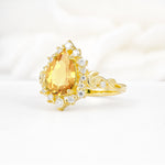 Vintage Pear Cut Halo Ornate Scroll Citrine Engagement Ring - Additional view