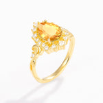 Vintage Pear Cut Halo Ornate Scroll Citrine Engagement Ring - Additional view