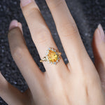 Vintage Pear Cut Halo Ornate Scroll Citrine Engagement Ring - Additional view