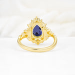 Vintage Pear Cut Halo Ornate Scroll Tanzanite Engagement Ring - Additional view