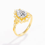 Vintage Pear Cut Halo Ornate Scroll Lab Diamond Engagement Ring - Additional view