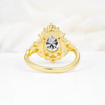Vintage Pear Cut Halo Ornate Scroll Lab Diamond Engagement Ring - Additional view