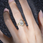 Vintage Pear Cut Halo Ornate Scroll Lab Diamond Engagement Ring - Additional view