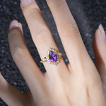 Vintage Pear Cut Halo Ornate Scroll Amethyst Engagement Ring - Additional view