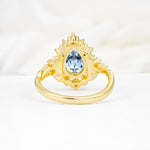 Vintage Pear Cut Halo Ornate Scroll Aquamarine Engagement Ring - Additional view
