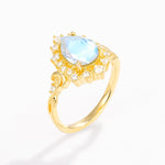 Vintage Pear Cut Halo Ornate Scroll Moonstone Engagement Ring - Additional view