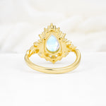 Vintage Pear Cut Halo Ornate Scroll Moonstone Engagement Ring - Additional view