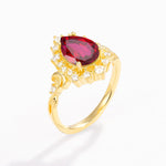 Vintage Pear Cut Halo Ornate Scroll Ruby Engagement Ring - Additional view