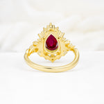 Vintage Pear Cut Halo Ornate Scroll Ruby Engagement Ring - Additional view