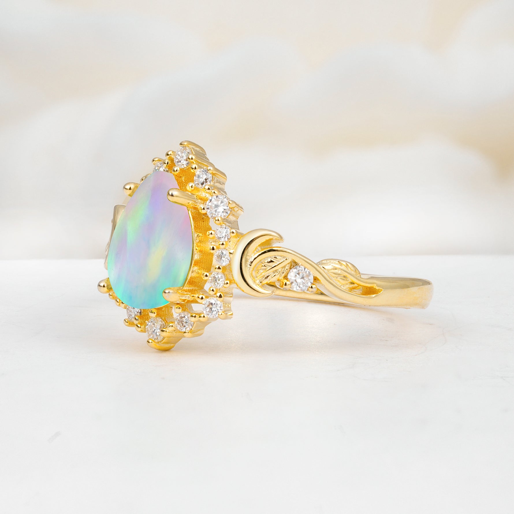 SR17590 Fire Opal Ring - White-Gold