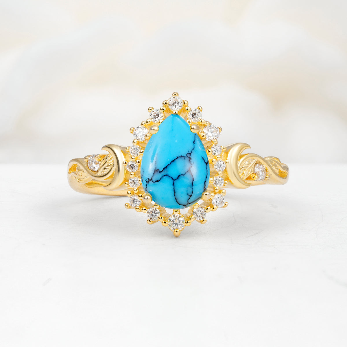 SR17590 Turquoise Ring - Yellow-Gold