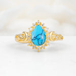 SR17590 Turquoise Ring - Yellow-Gold