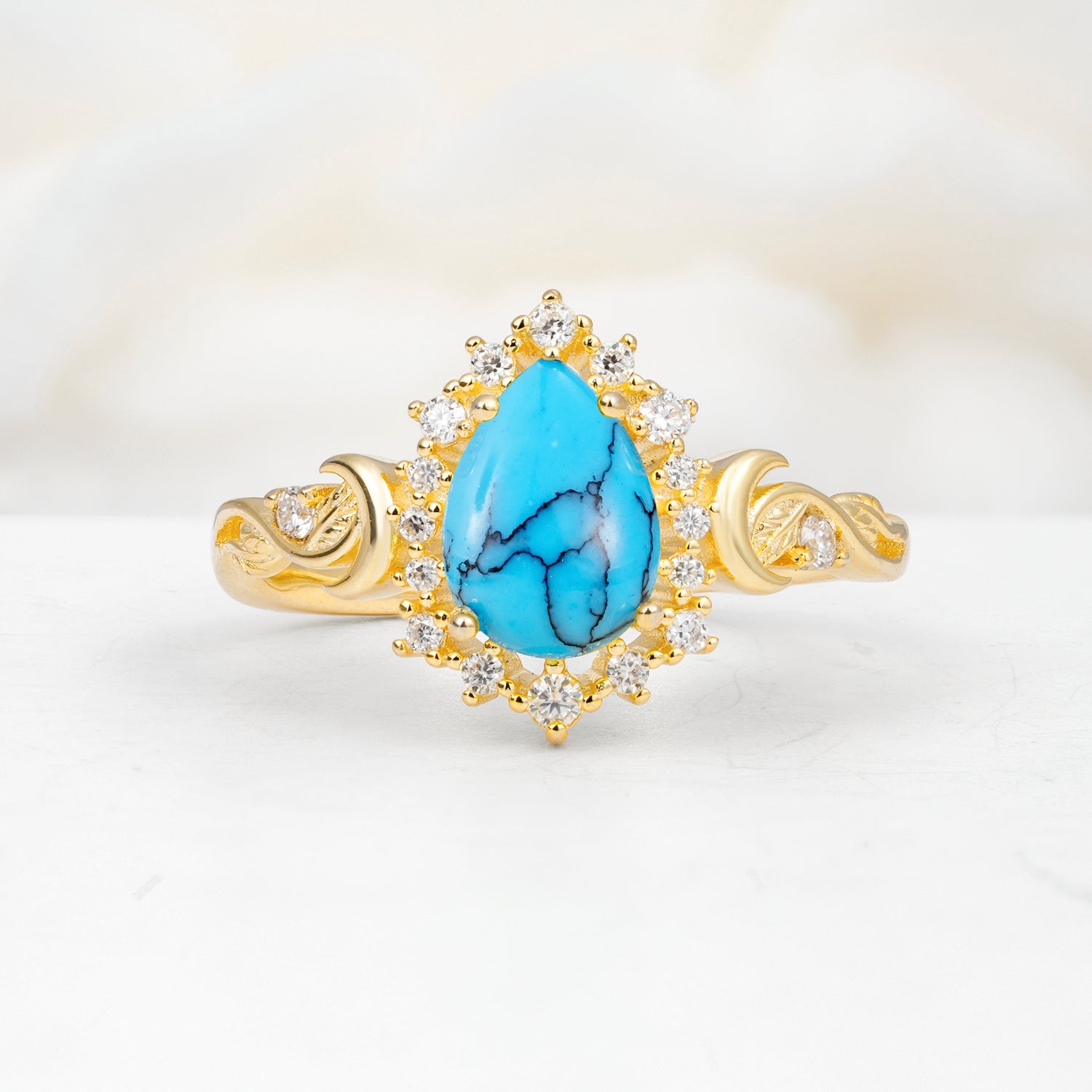 SR17590 Turquoise Ring - Yellow-Gold