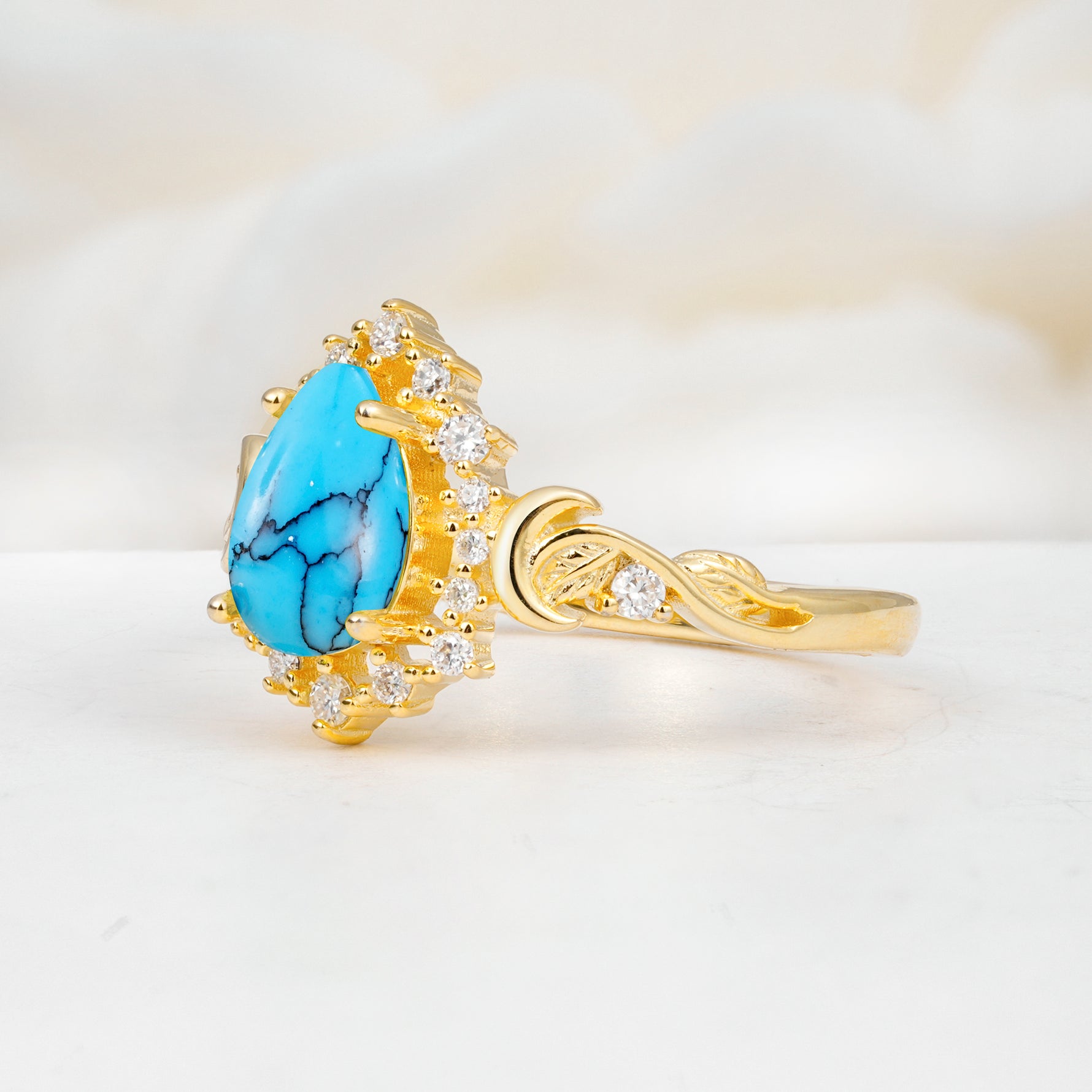 SR17590 Turquoise Ring - White-Gold