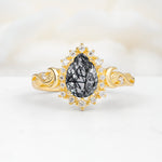SR17590 Black Rutilated Quartz Ring - Yellow-Gold