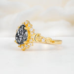 SR17590 Black Rutilated Quartz Ring - White-Gold