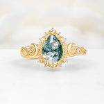 SR17590 Moss Agate Ring - Yellow-Gold