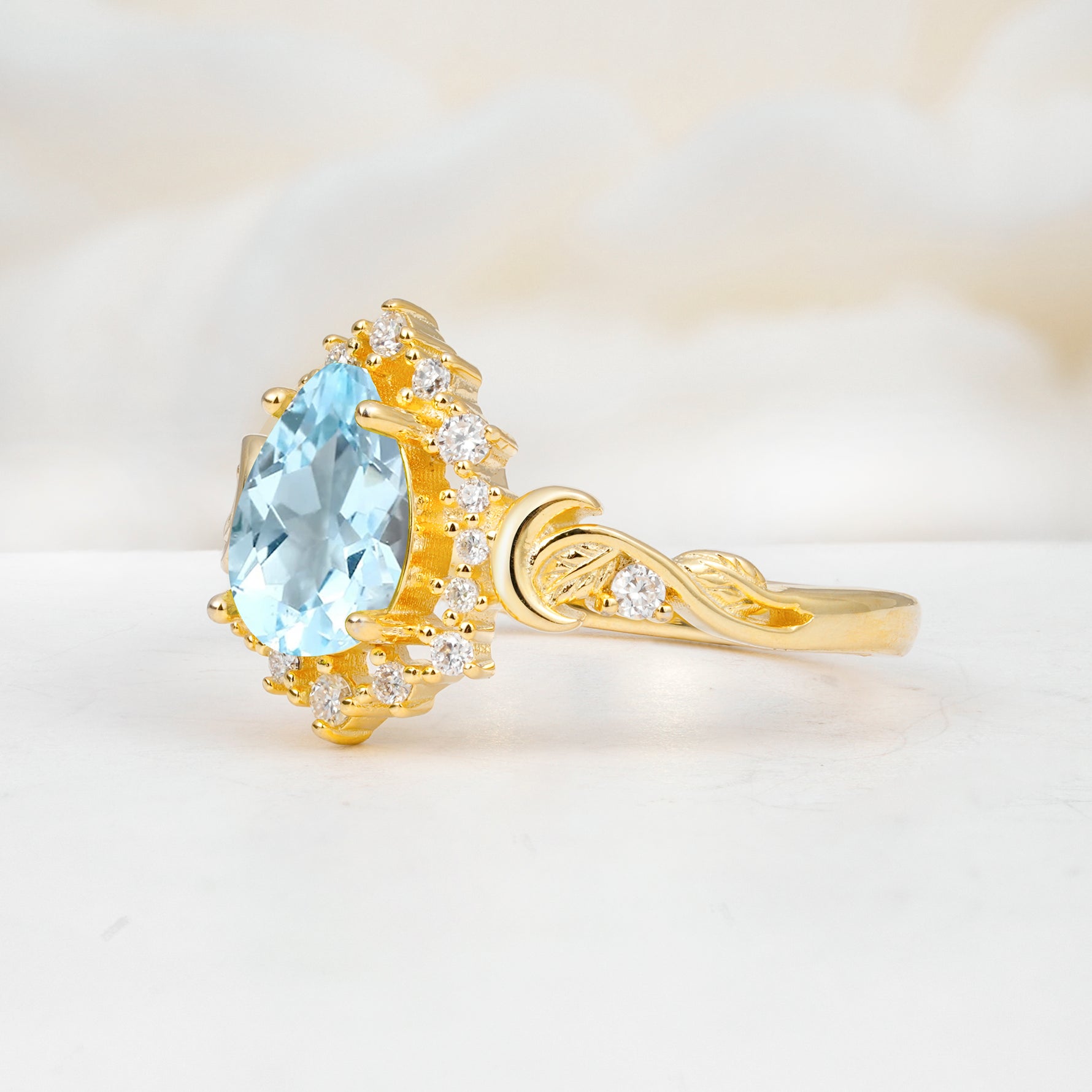 SR17590 Aquamarine Ring - White-Gold